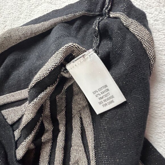 Dana Buchman Womens Black & Beige Striped Shimmer Knit Top Size Large 3/4 Sleeve - Picture 4 of 9